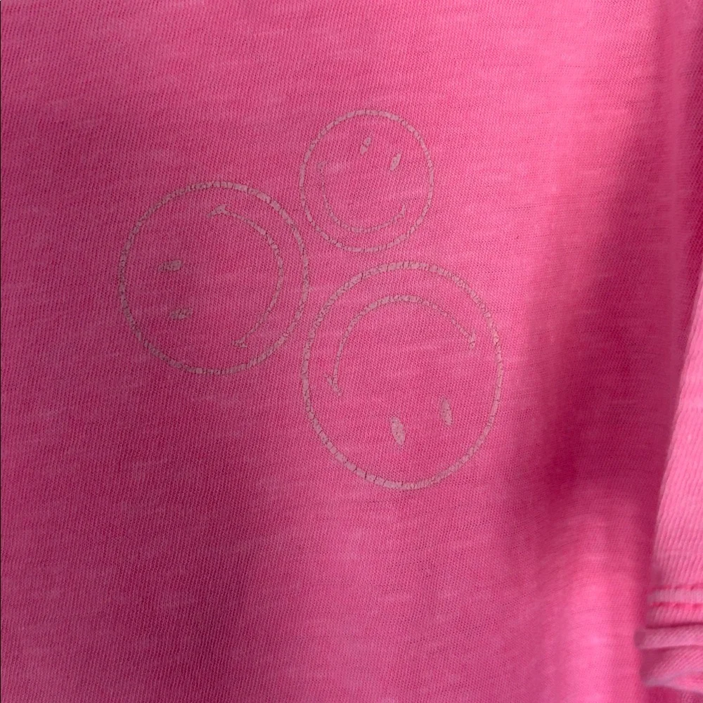 Aerie Bright Neon Pink Smiley Face Graphic Short Sleeve Oversized Tee - Picture 4 of 10